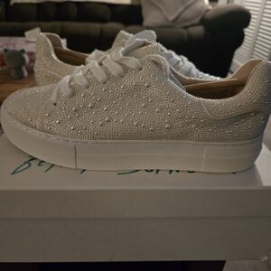 Betsey Johnson Sparkling White/Cream Platform Sneakers